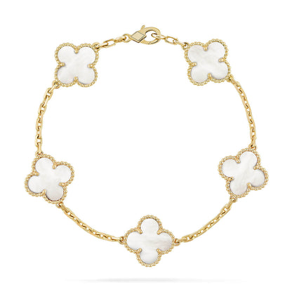 [ElanLuxe Jewelry]CLOVER WHITE PEARL MOP 5 MOTIF BRACELET COLLECTION