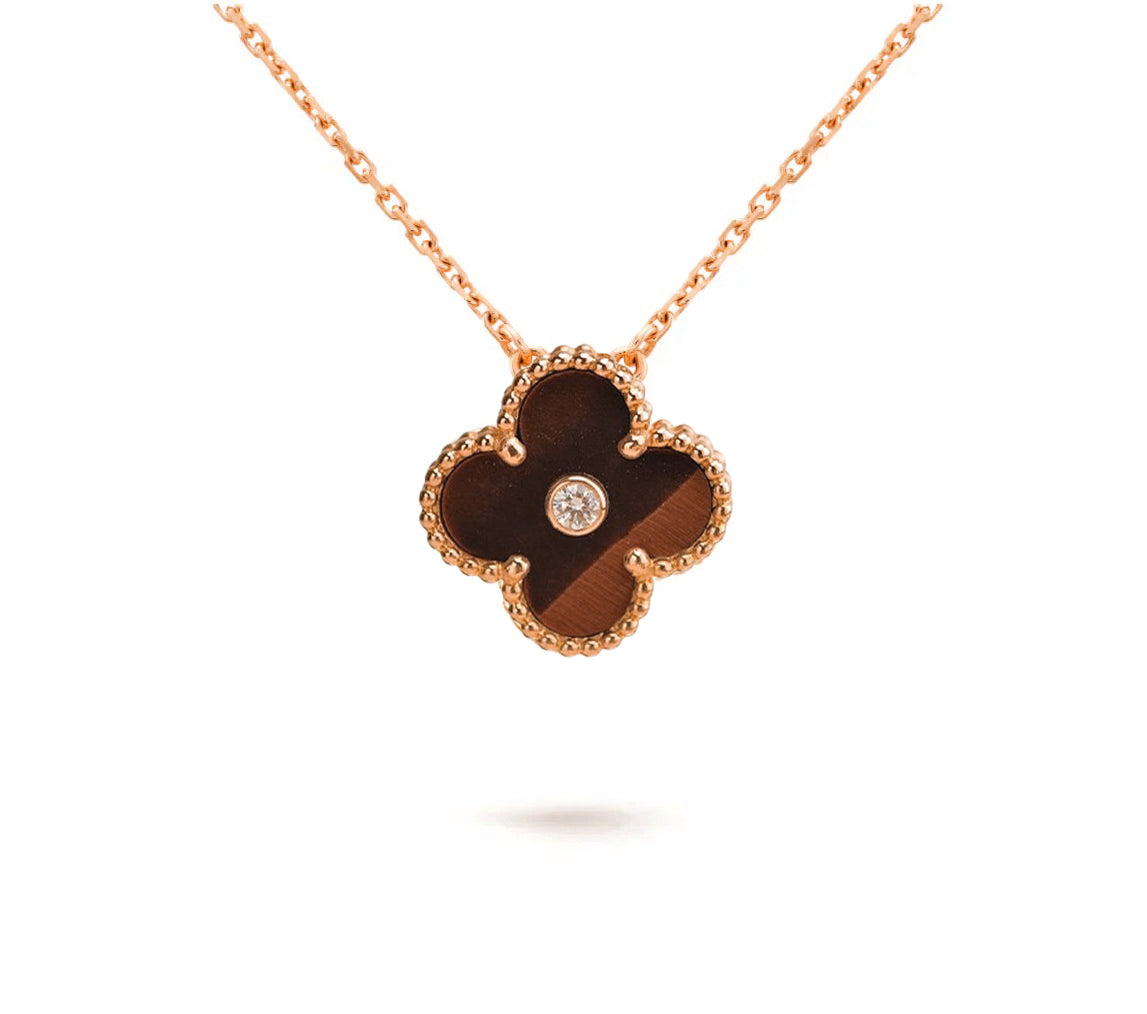 [ElanLuxe Jewelry]CLOVER 15MM DIAMOND SINGLE FLOWER NECKLACE COLLECTION