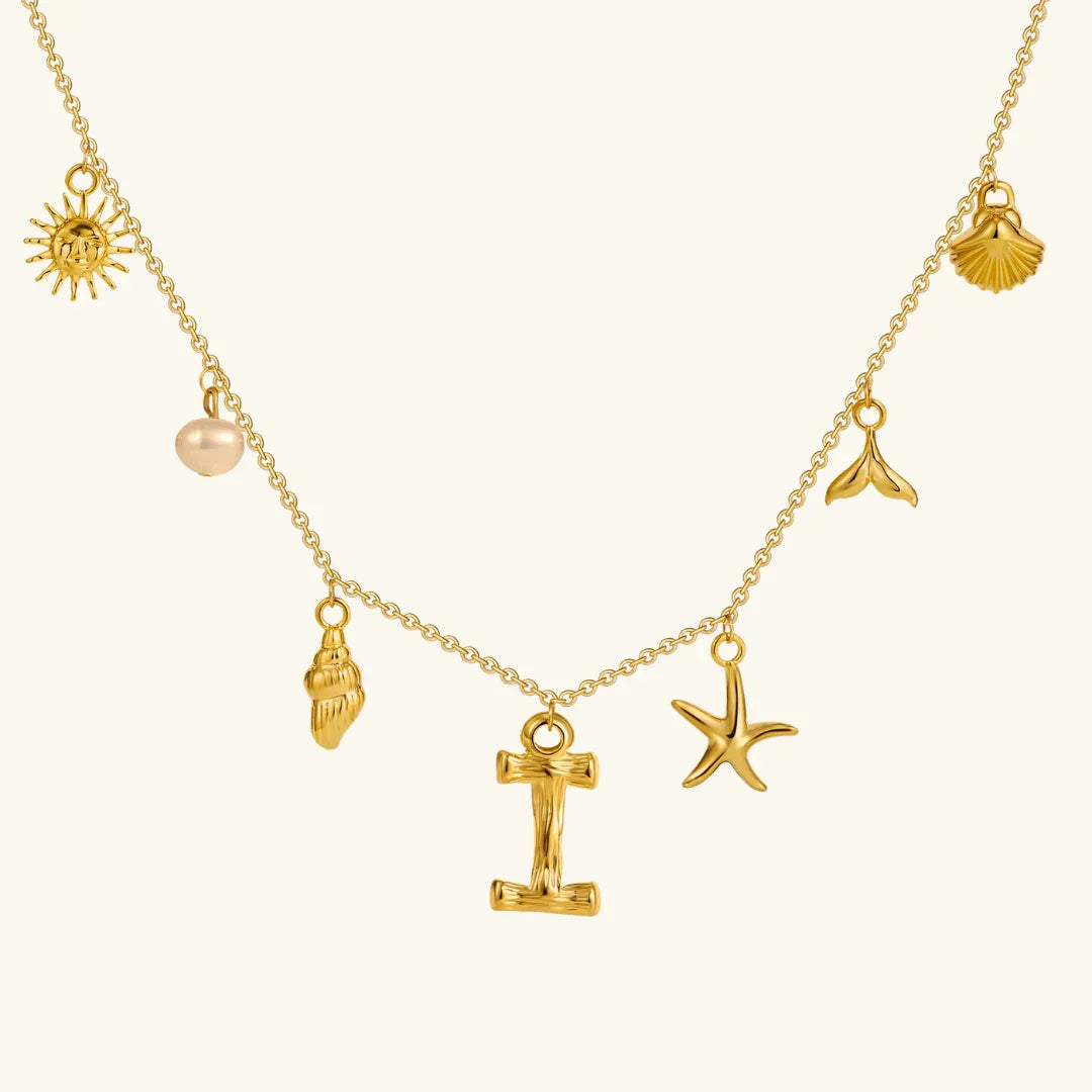 [ElanLuxe]Avaria Ocean Initial Necklace