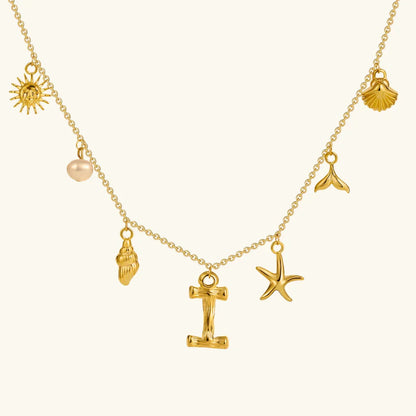 [ElanLuxe]Avaria Ocean Initial Necklace