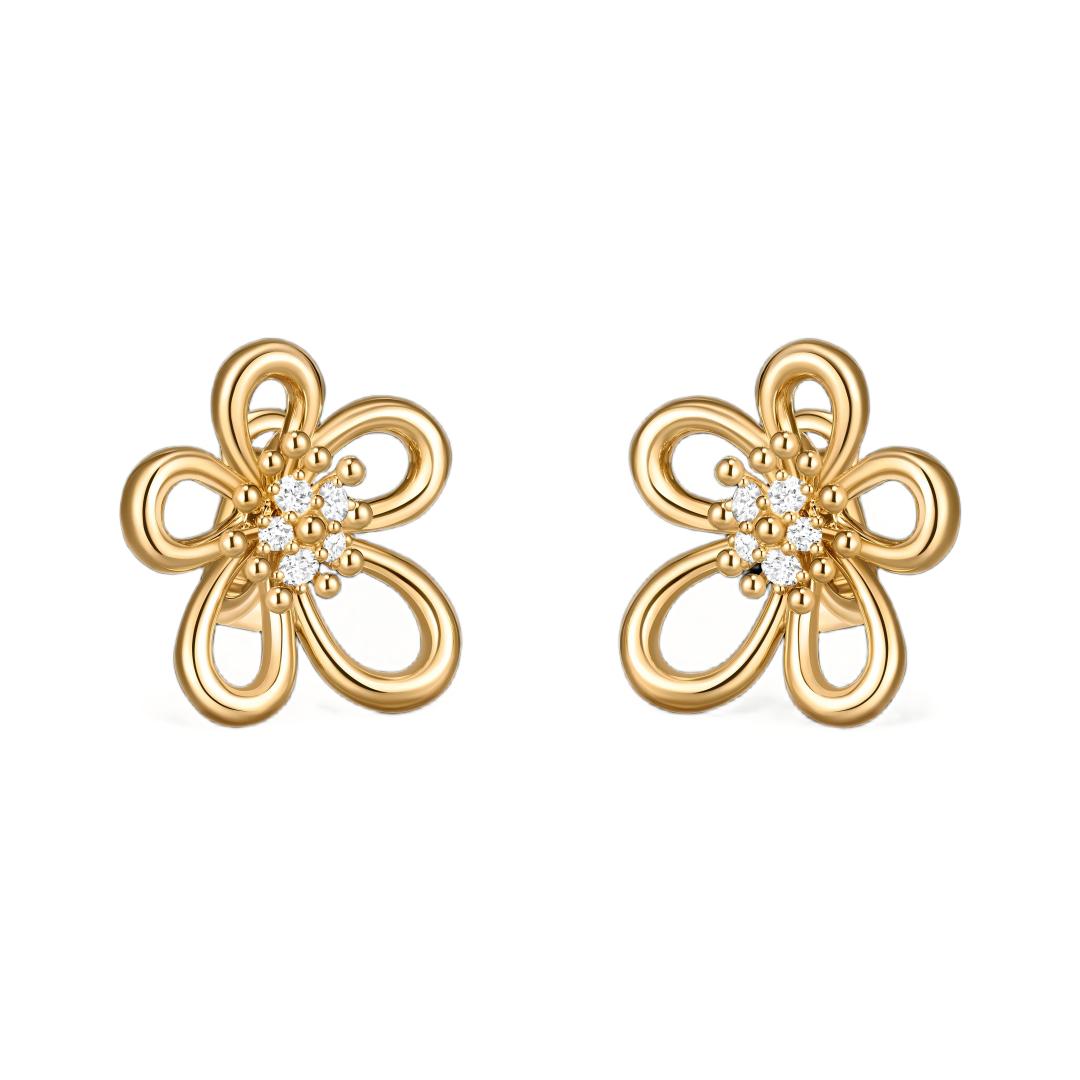 [Elanluxe Jewelry] FLOWERLACE EARRING 5 DIAMONDS
