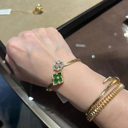 [ElanLuxe Jewelry JEWELRY] OPERA TULLE  GOLD BRACELET WITH ENAMEL BACKGROUND