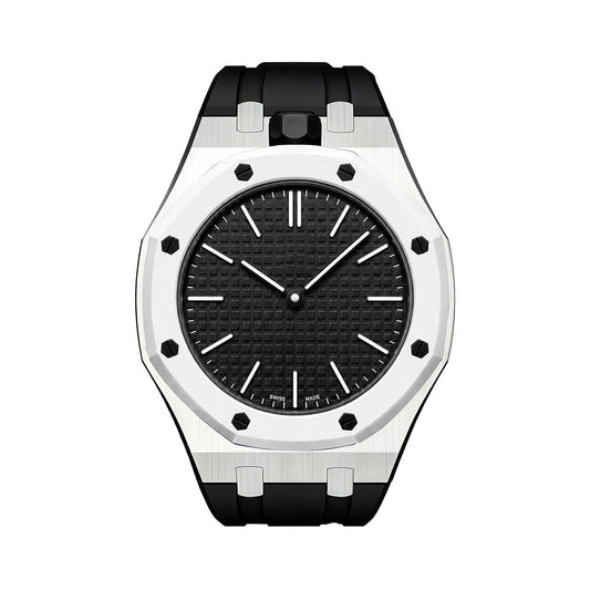 Oak Pop Black Steel Silicone Strap