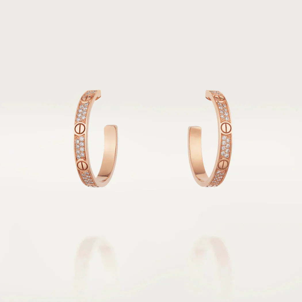 [ElanLuxe Jewelry]LOVE EARRINGS 3.6MM DIAMOND PAVED