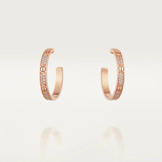 [ElanLuxe Jewelry]LOVE EARRINGS 3.6MM DIAMOND PAVED