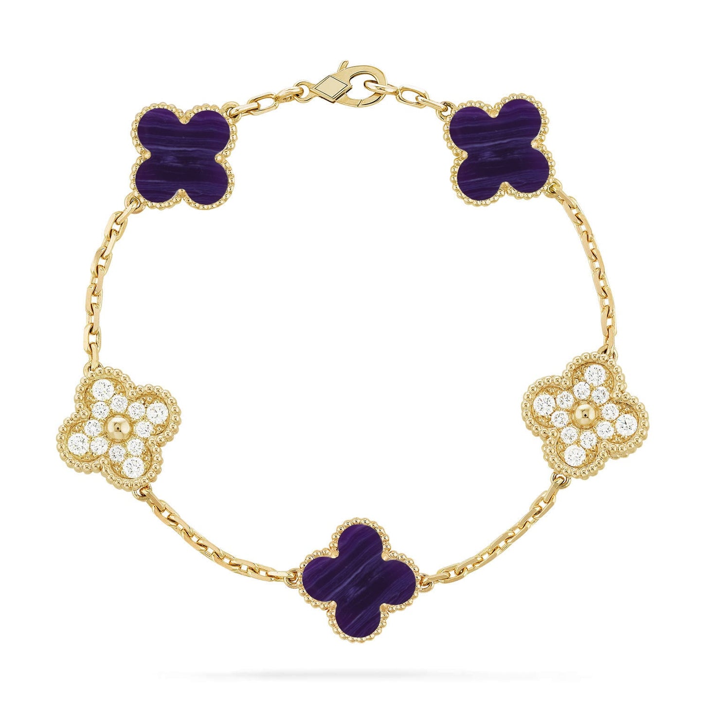 [ElanLuxe Jewelry]CLOVER 5 MOTIF PURPLE STRIPES BRACELET COLLECTION