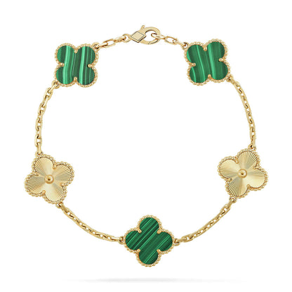 [ElanLuxe Jewelry] CLOVER 5 MOTIF MALACHITE BRACELET COLLECTION