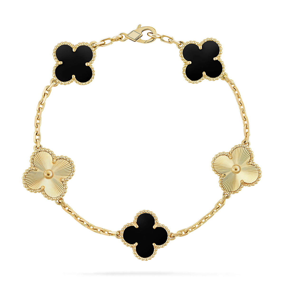 [ElanLuxe Jewelry] CLOVER 5 MOTIF ONYXS BRACELET COLLECTION