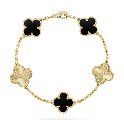 [ElanLuxe Jewelry] CLOVER 5 MOTIF ONYXS BRACELET COLLECTION
