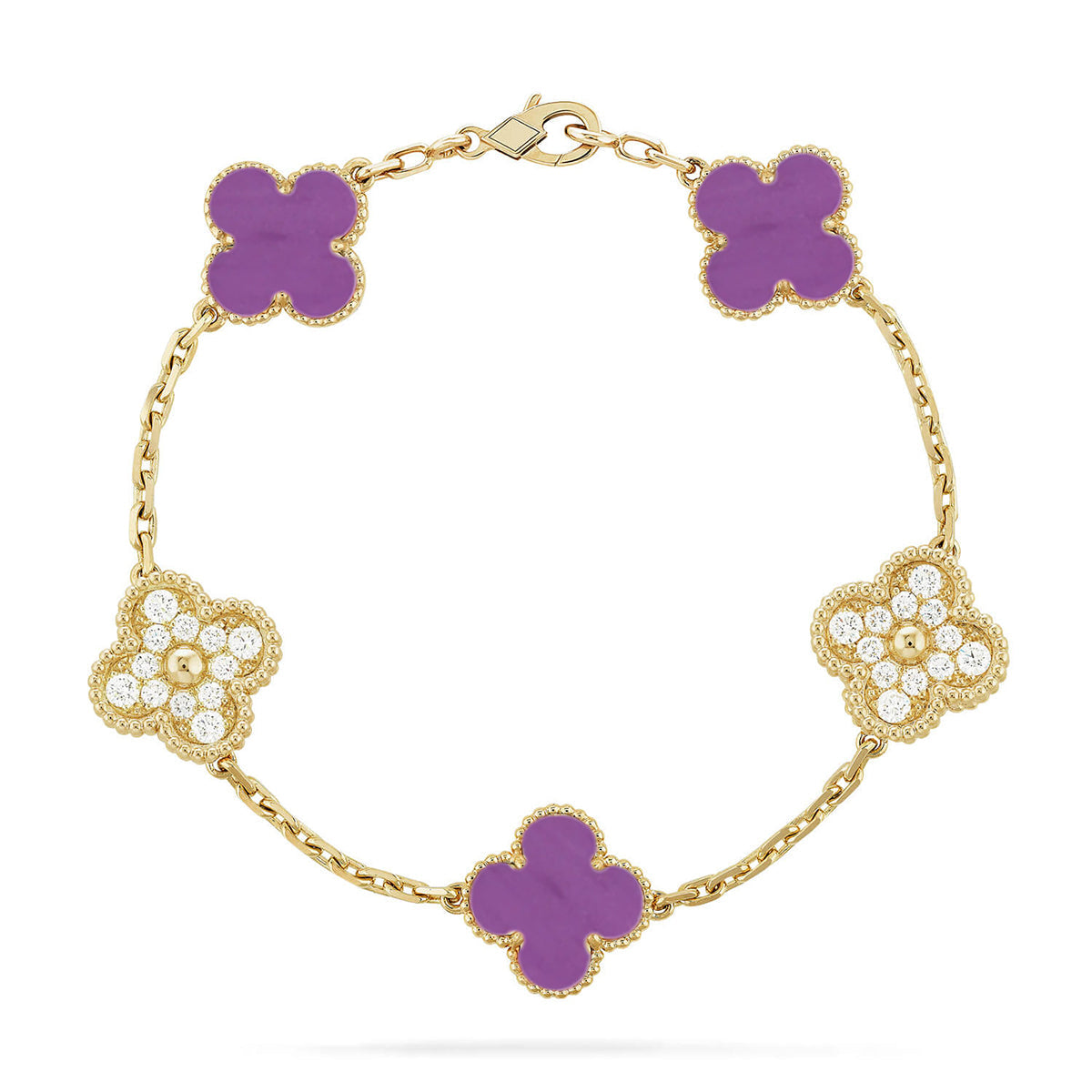 [ElanLuxe Jewelry] CLOVER 5 MOTIF VIOLET BRACELET COLLECTION