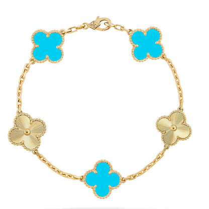 [ElanLuxe Jewelry] CLOVER 5 MOTIF TURQUOISE BRACELET COLLECTION