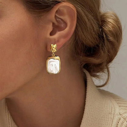 [ElanLuxe]Brittany Freshwater Pearl Slate Earrings