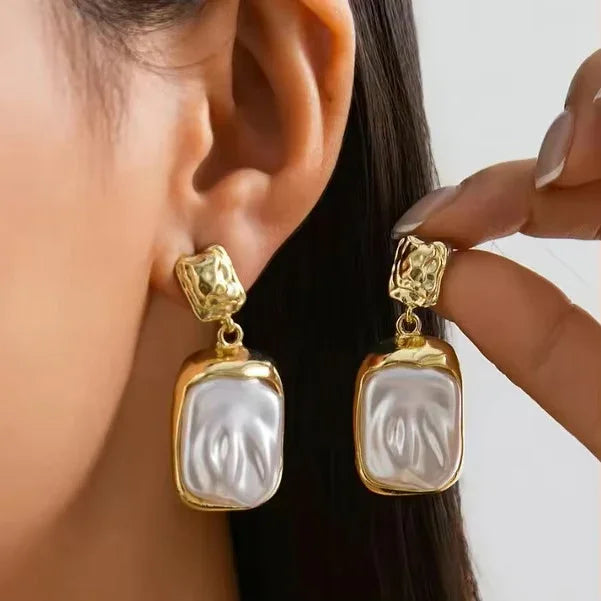 [ElanLuxe]Brittany Freshwater Pearl Slate Earrings