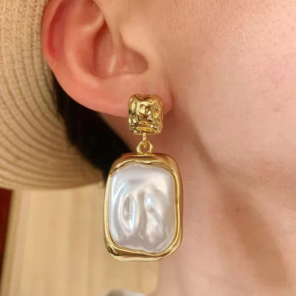 [ElanLuxe]Brittany Freshwater Pearl Slate Earrings