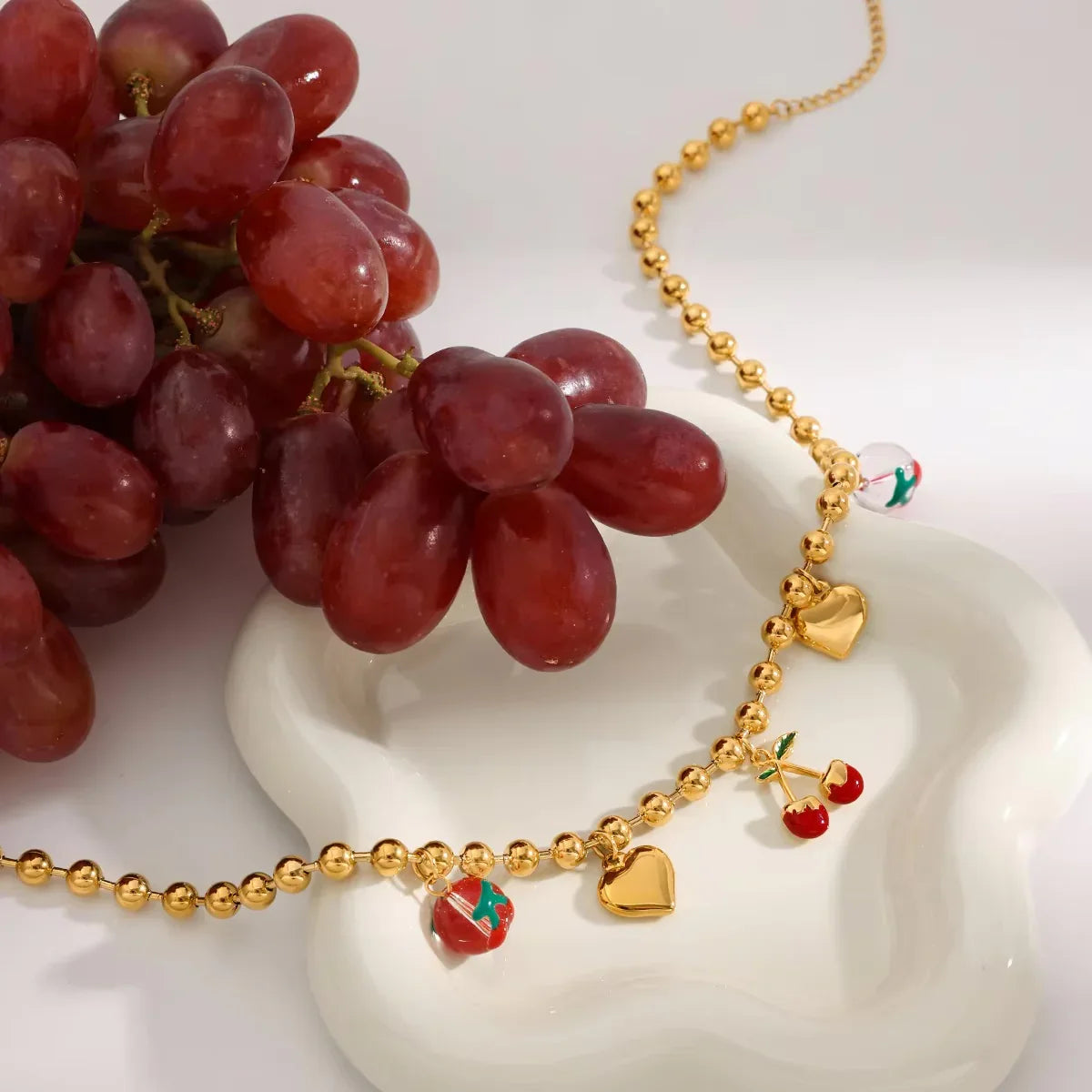 [ElanLuxe]Kai Gold Cherry Necklace