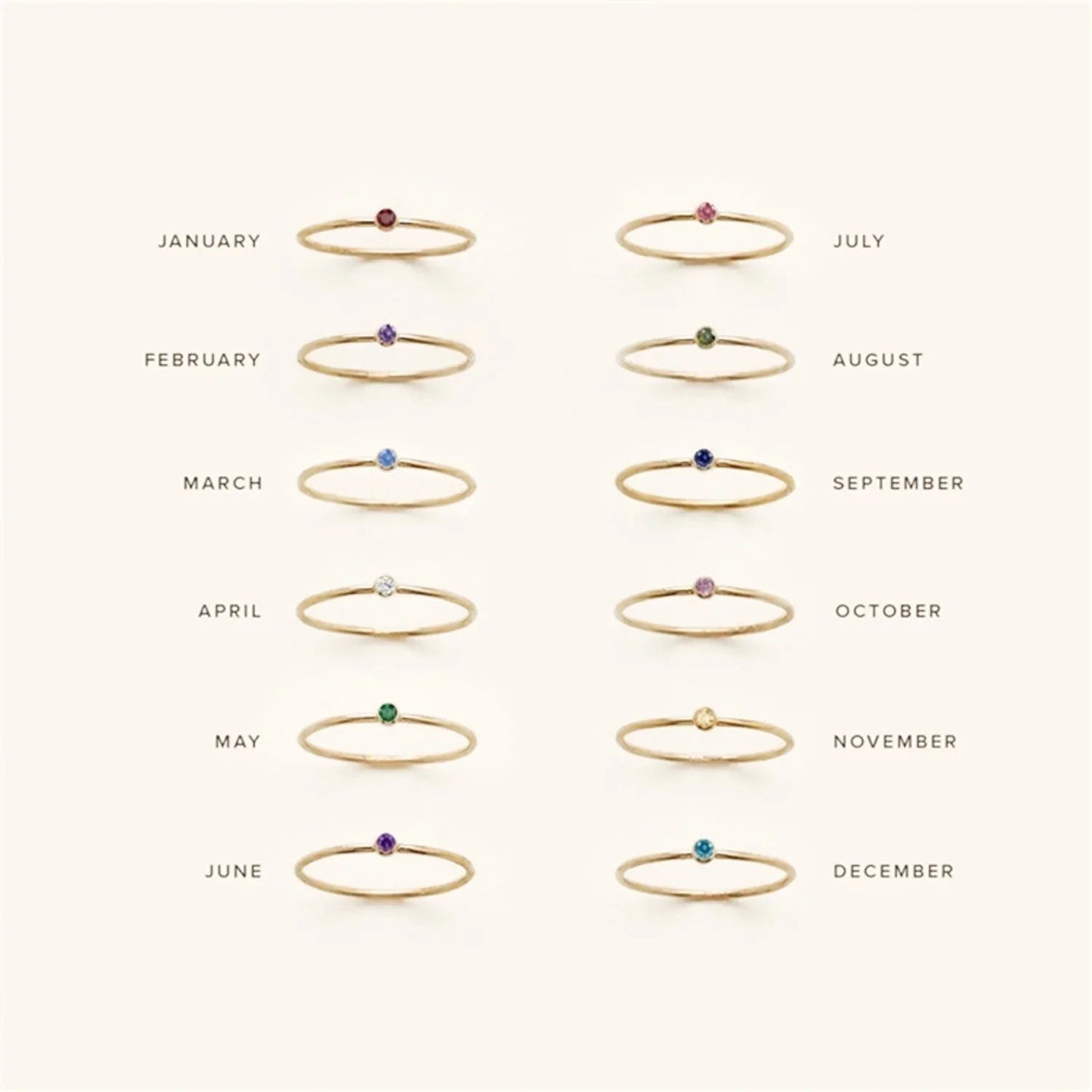 [ElanLuxe]Amelia Birthstone Stacker Ring