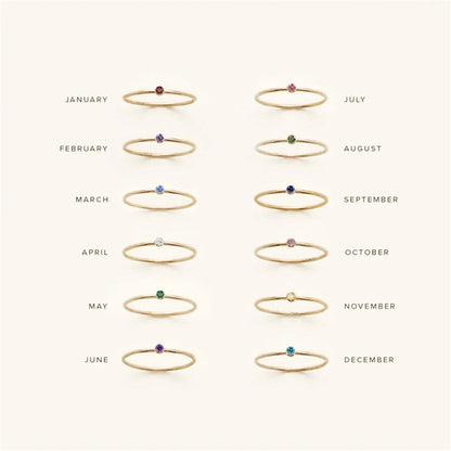 [ElanLuxe]Amelia Birthstone Stacker Ring