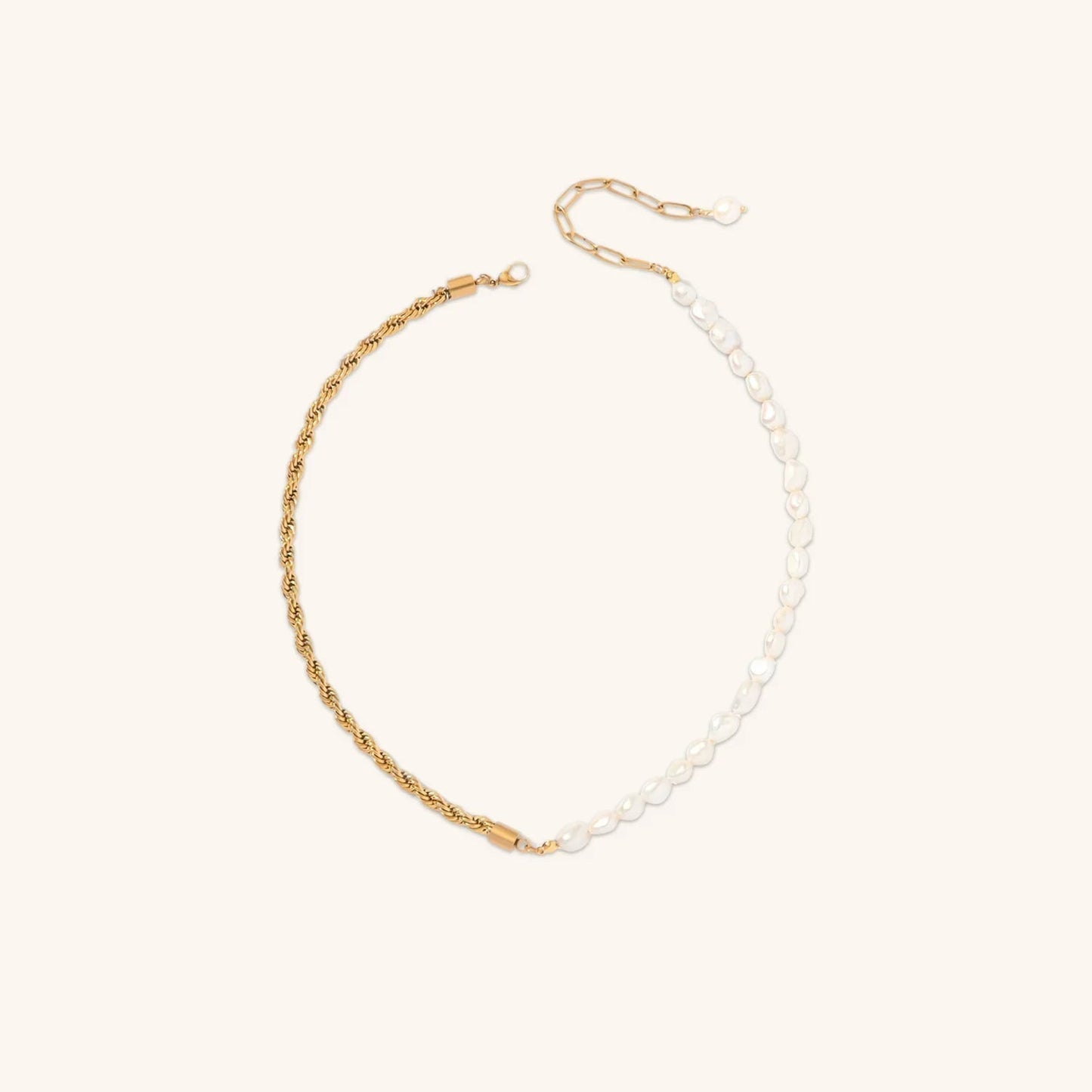 [ElanLuxe]Dualia Gold Pearl Necklace