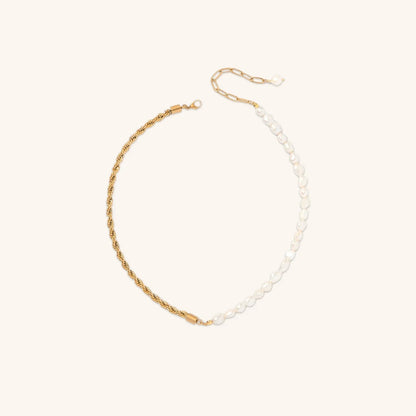 [ElanLuxe]Dualia Gold Pearl Necklace