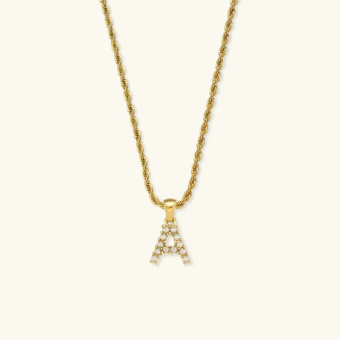 [ElanLuxe]Elodie Initial Letter Pearl Necklace