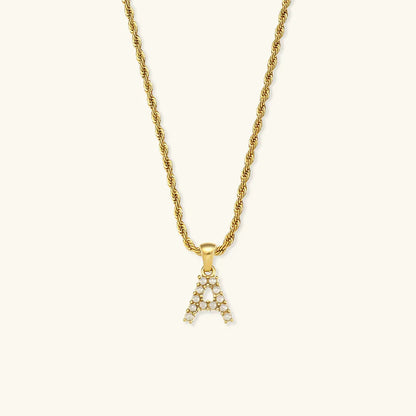[ElanLuxe]Elodie Initial Letter Pearl Necklace