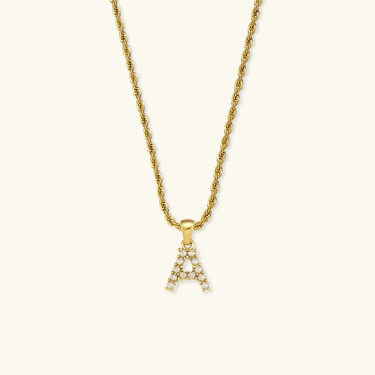 [ElanLuxe]Elodie Initial Letter Pearl Necklace