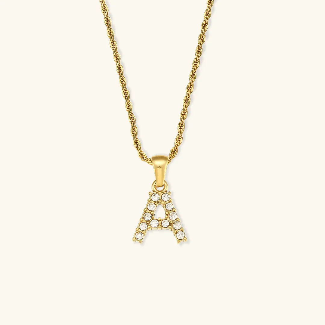 [ElanLuxe]Maeve Letter Initial Diamond Necklace