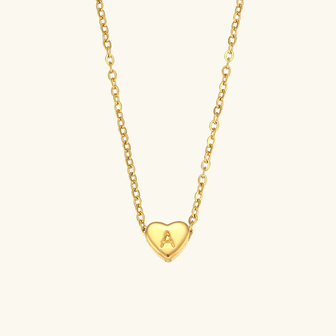 [ElanLuxe]Heart Initial Gold Necklace