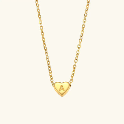 [ElanLuxe]Heart Initial Gold Necklace