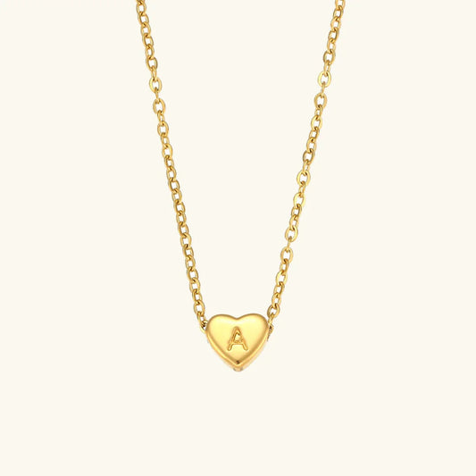 [ElanLuxe]Heart Initial Gold Necklace