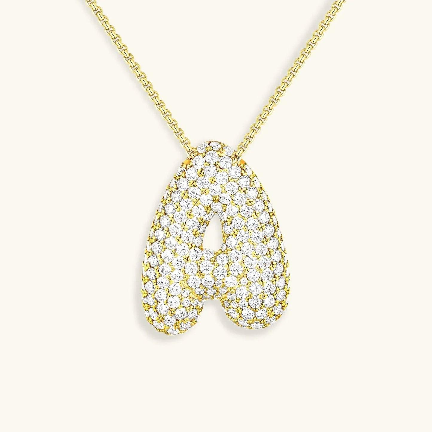 [ElanLuxe]Bubble Initial Diamond Necklace