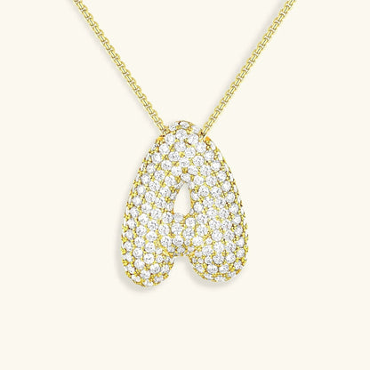 [ElanLuxe]Bubble Initial Diamond Necklace