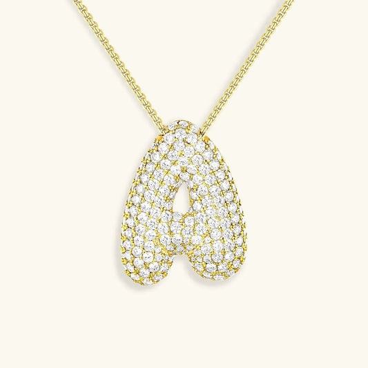 [ElanLuxe]Bubble Initial Diamond Necklace