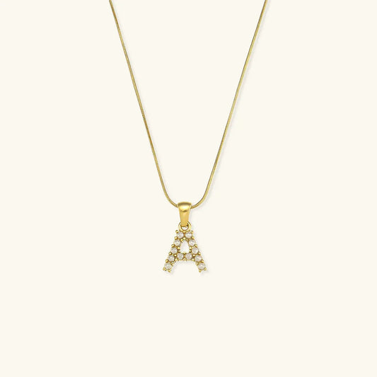 [ElanLuxe]Augustine Initial Letter Pearl Necklace