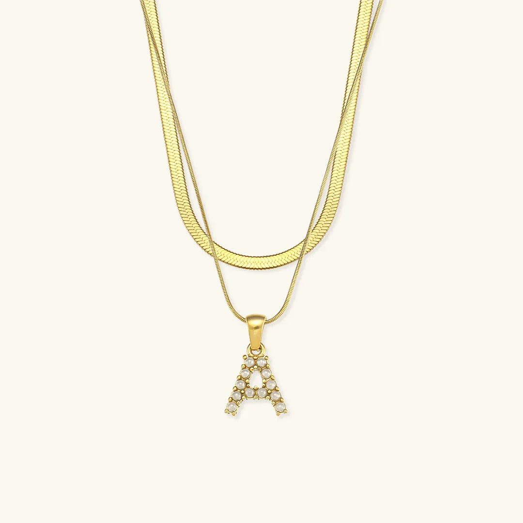 [ElanLuxe]Fiona Layered Gold Initial Letter Necklace
