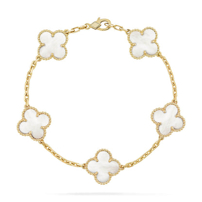 [ElanLuxe Jewelry]CLOVER  5 MOTIF WHITE MOP BRACELET