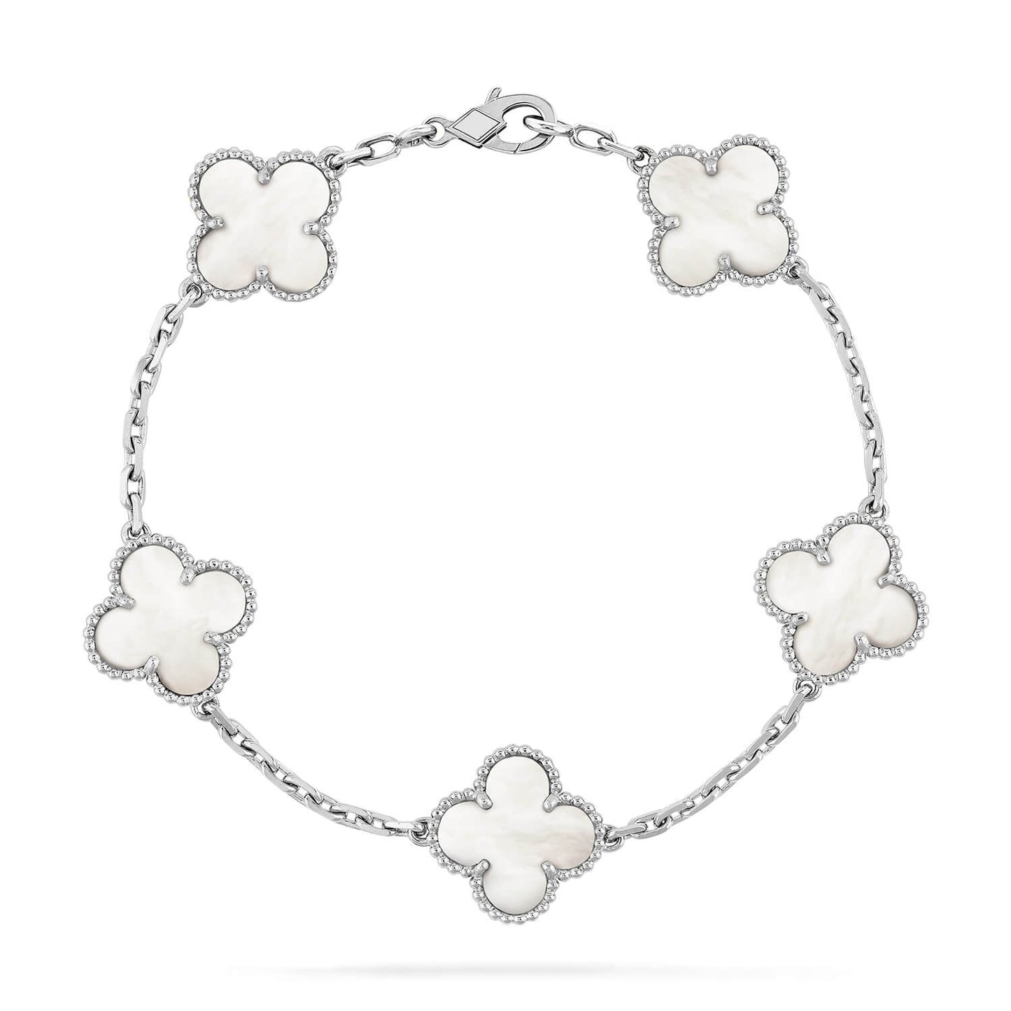[ElanLuxe Jewelry]CLOVER SILVER MOP 5 MOTIF BRACELET