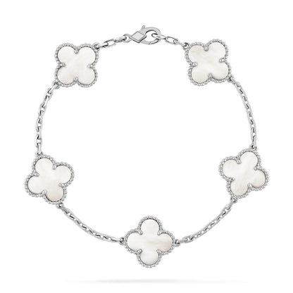 [ElanLuxe Jewelry]CLOVER SILVER MOP 5 MOTIF BRACELET