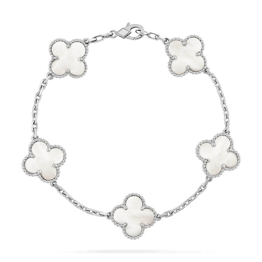 [ElanLuxe Jewelry]CLOVER SILVER MOP 5 MOTIF BRACELET