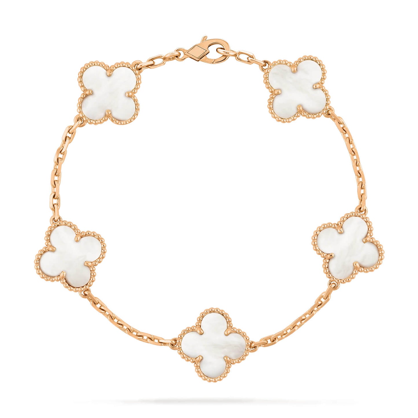 [ElanLuxe Jewelry]CLOVER  5 MOTIF WHITE MOP BRACELET