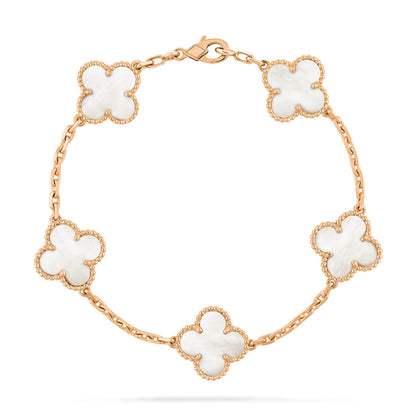 [ElanLuxe Jewelry]CLOVER  5 MOTIF WHITE MOP BRACELET