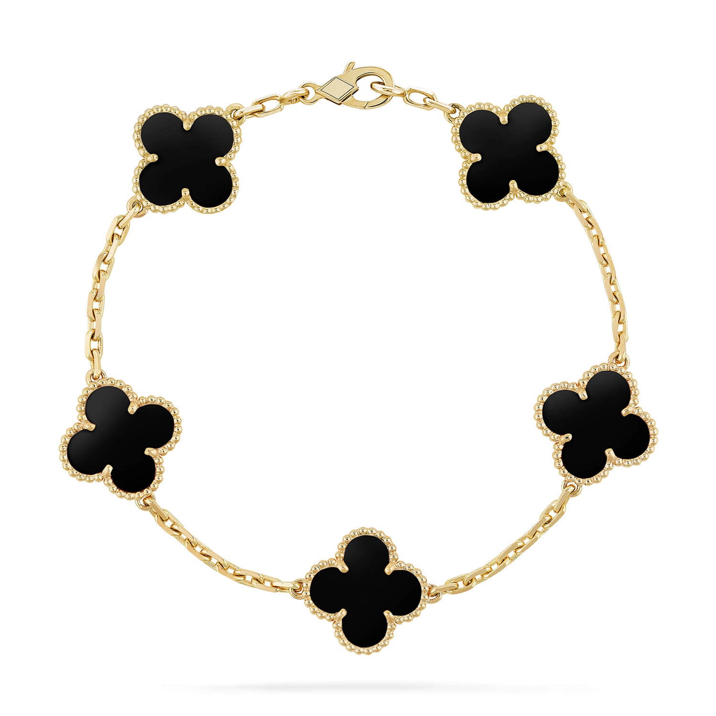 [ElanLuxe Jewelry]CLOVER  5 MOTIFS BLACK ONYX BRACELET