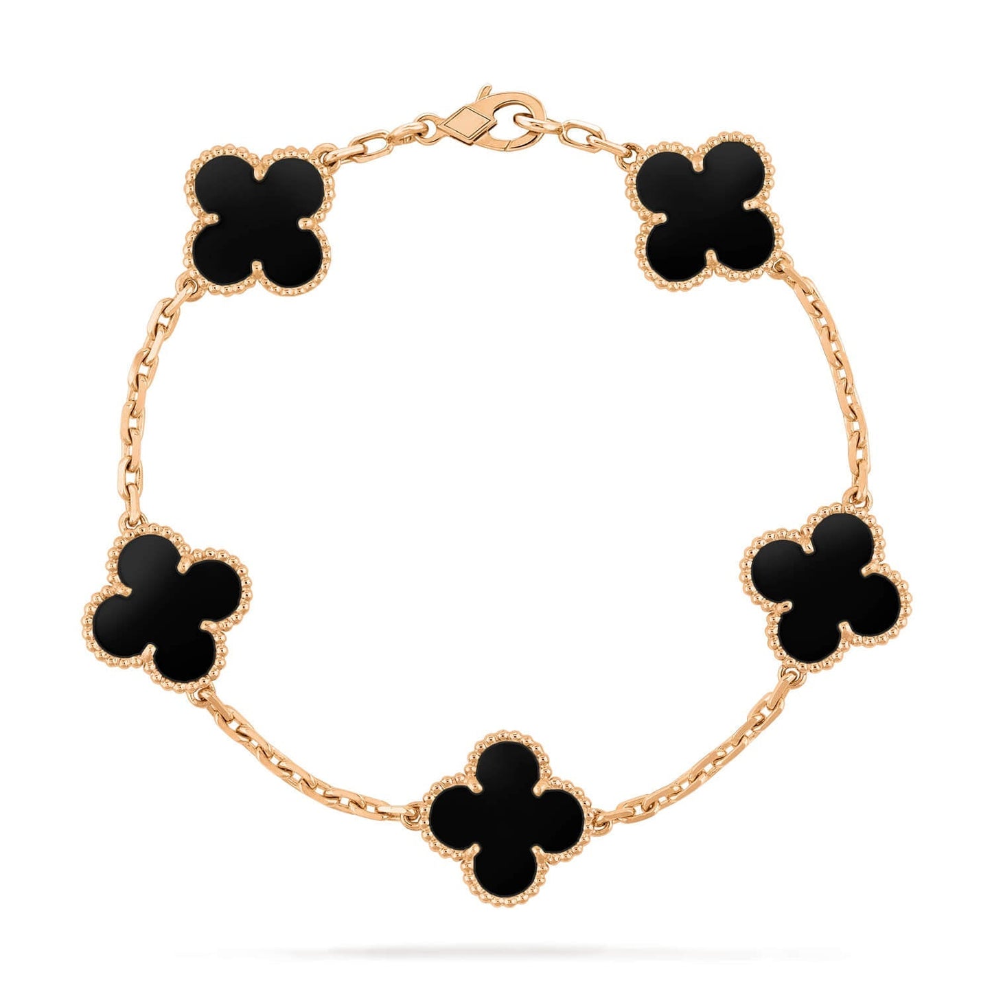 [ElanLuxe Jewelry]CLOVER  5 MOTIFS BLACK ONYX BRACELET