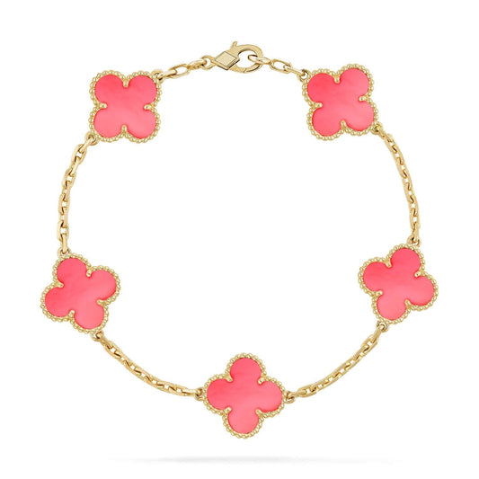 [ElanLuxe Jewelry]CLOVER 5 PINK MOP BRACELET