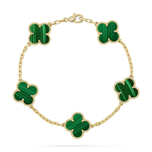 [ElanLuxe Jewelry]CLOVER 5 MOTIFS MALACHITE BRACELET