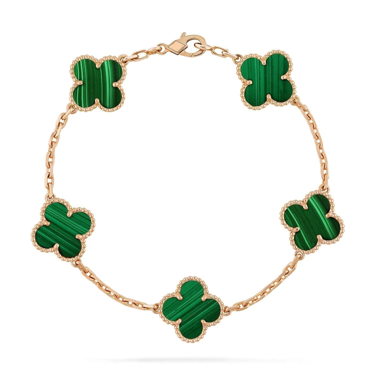 [ElanLuxe Jewelry]CLOVER 5 MOTIFS MALACHITE BRACELET