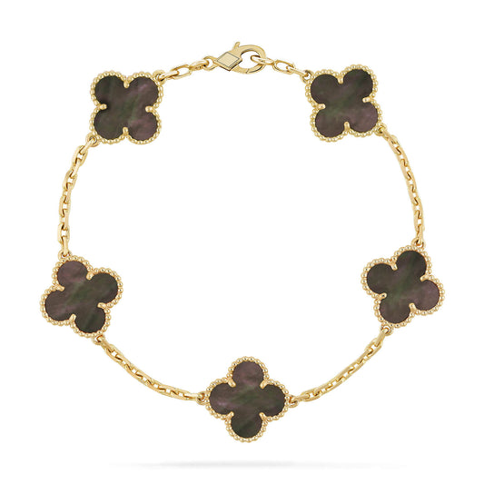 [ElanLuxe Jewelry]CLOVER 5 MOTIF GRAY MOP  BRACELET