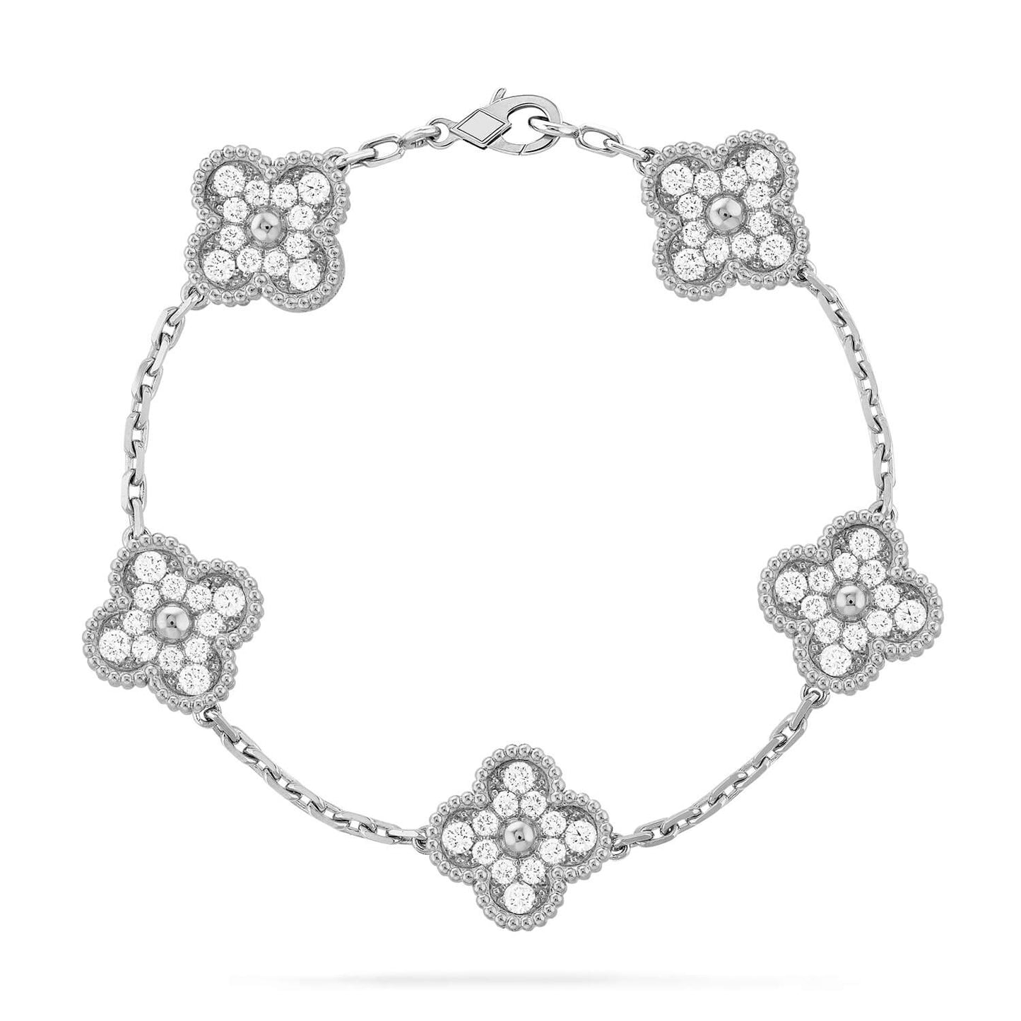 [ElanLuxe Jewelry]CLOVER 5 MOTIFS  DIAMOND BRACELET SILVER