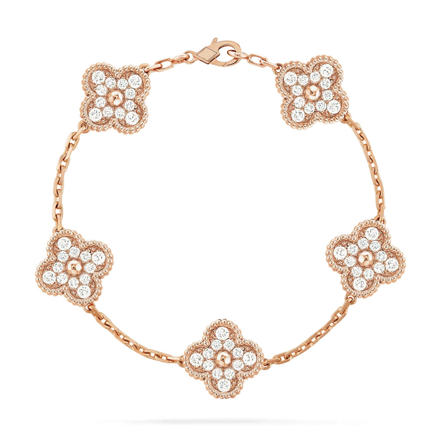 [ElanLuxe Jewelry]CLOVER 5 MOTIFS  FULL DIAMOND BRACELET