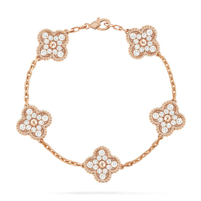 [ElanLuxe Jewelry]CLOVER 5 MOTIFS  FULL DIAMOND BRACELET